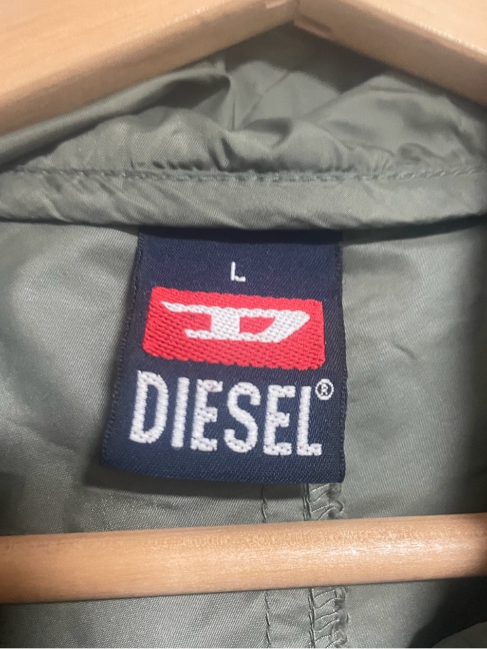 Diesel Parachute Tech Hooded Windbreaker Jacket Olive Green Size L - Picture 15 of 16
